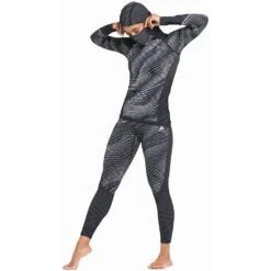 Odlo Blackcomb Eco Base Layer Top With Facemask Long Sleeve Femme Blanc -Salomon Boutique main 188571 60223 Model Front FullBody 1 6a6a