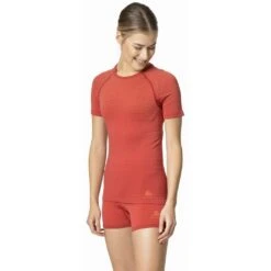 Odlo T-Shirt Manches Courtes Performance Light E Femme Rouge -Salomon Boutique main 188791 30837 Model Front Crop 1 552e