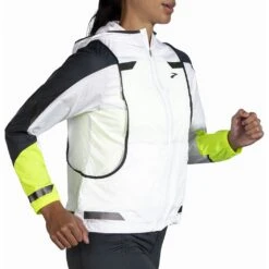 Brooks Running Run Visible Convertible Jacket Femme Blanc -Salomon Boutique main 221560 134 mv run visible convertible jacket womens running jacket 138c