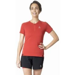 Odlo T-Shirt Manches Courtes 1.2 Zip Axalp Trail Femme -Salomon Boutique main 313901 30837 Model Front Crop 1 65f2