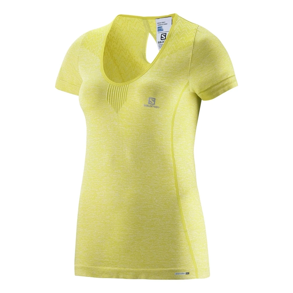 Salomon Elevate Seamless Short Sleeves Tee Femme Jaune 3 Salomon Elevate Seamless Short Sleeves Tee Femme Jaune